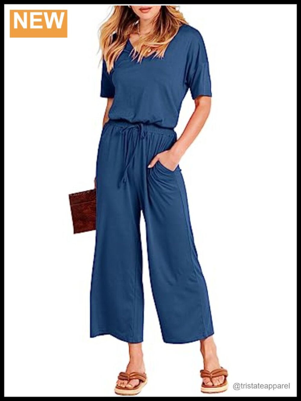 Wide Leg Jumpsuit V Neck Short Sleeve Casual Summer Romper